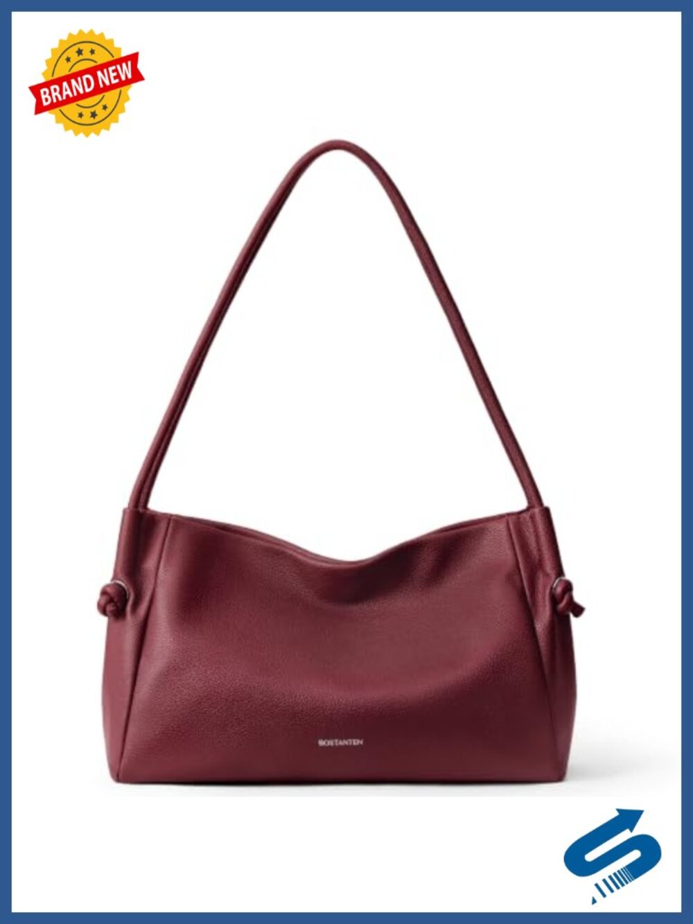 Pebbled Vegan Leather Slouchy Hobo Shoulder Bag Lightweight Multi-Pocket